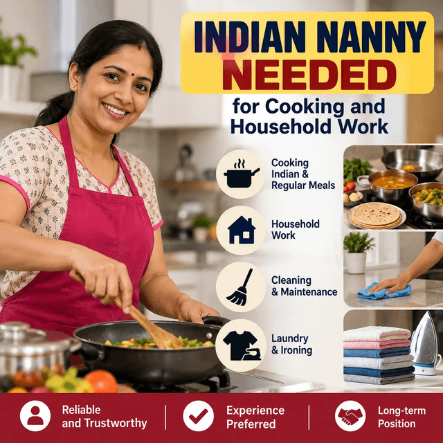 Looking for Nanny to Cook Indian Food and Housekeeping in  Lawrenceville GA