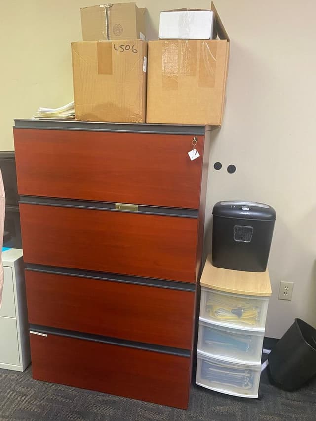 4-Drawer Wooden Office Filing Cabinet – Cherry Wood Finish