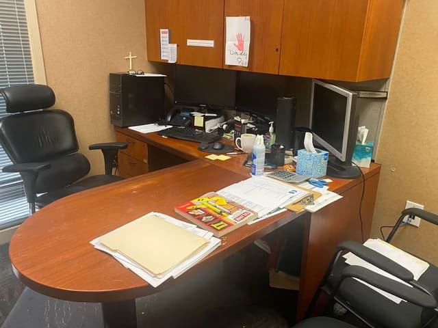 Executive L-Shaped Wooden Office Desk with Storage